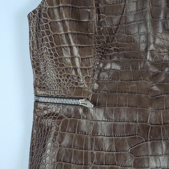 Alexander Wang crocodile skin design 100% calf skin sleeveless blouse, Size 10 - Picture 3 of 8
